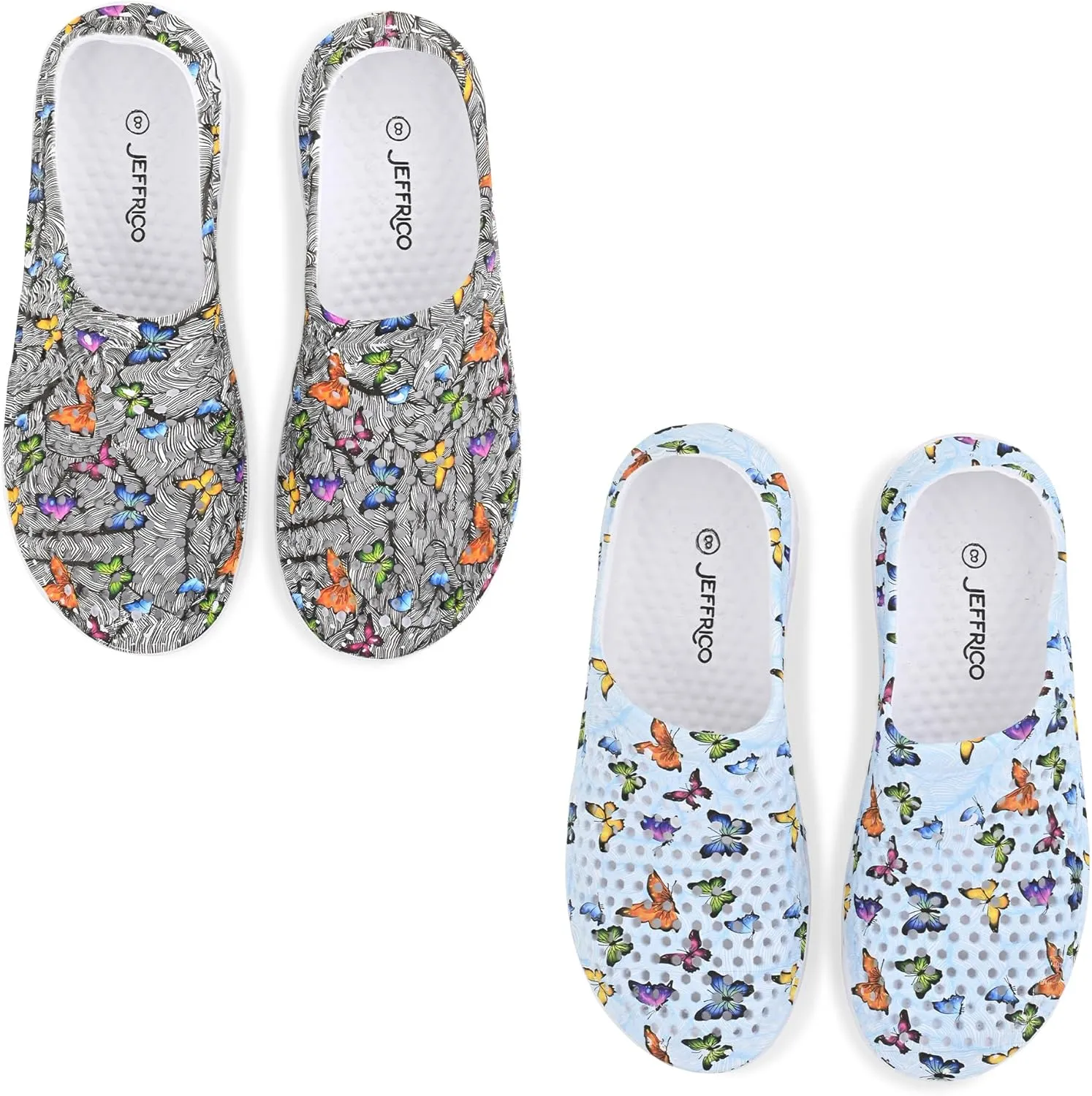 JEFFRICO Breathable Clogs for Women - Lightweight Slip-On Garden, Nursing & Work Shoes with Arch Support - Work Clogs Comfortable EVA Footwear