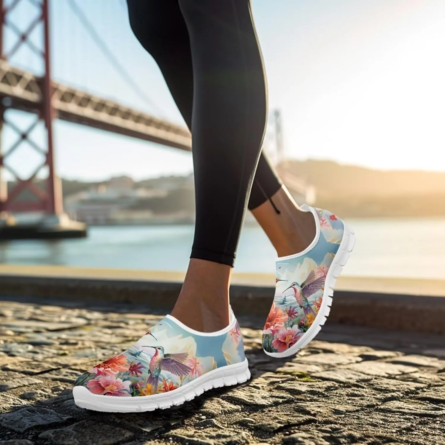 Jeiento Casual Shoes for Women Hummingbird Design Soft Shoes Slip-On Loafers Comfort Footwear