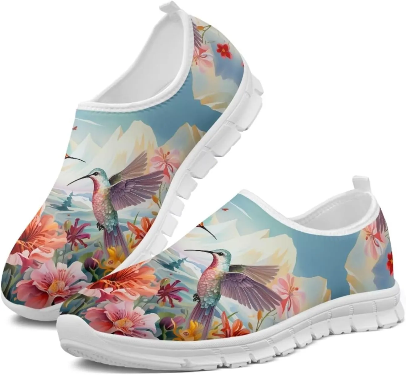 Jeiento Casual Shoes for Women Hummingbird Design Soft Shoes Slip-On Loafers Comfort Footwear