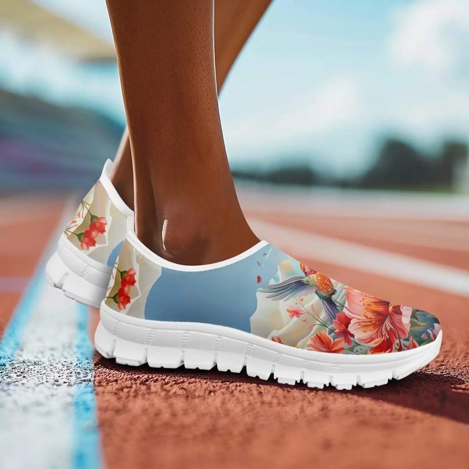 Jeiento Casual Shoes for Women Hummingbird Design Soft Shoes Slip-On Loafers Comfort Footwear