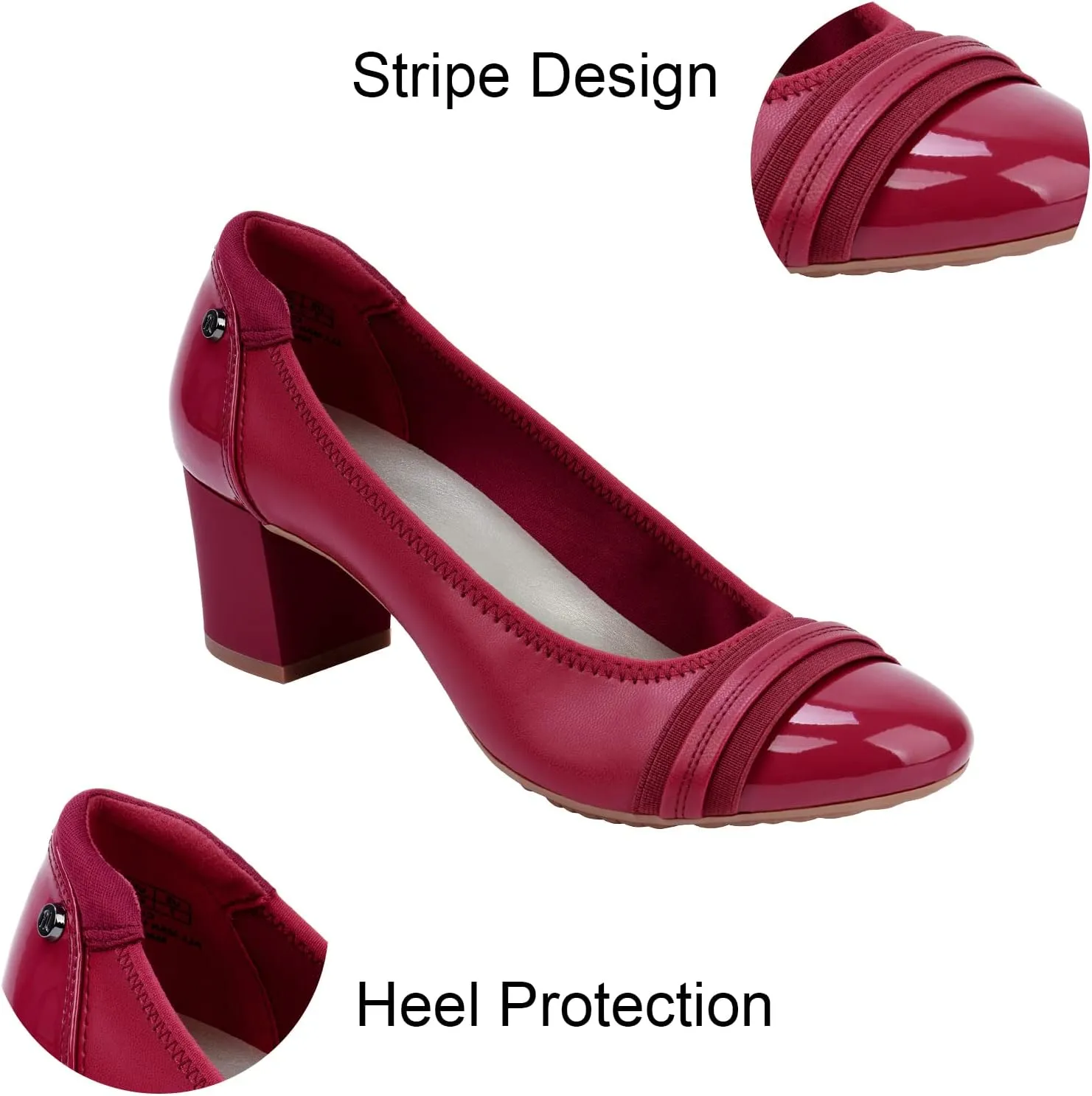 JENN ARDOR Womens Dress Pumps Ballet Chunky Heels for Women Round Toe Mid Square Block Heels Soft Slip On Pumps Shoes for Office Lady Dancer Wedding Shoes Youth 2inch