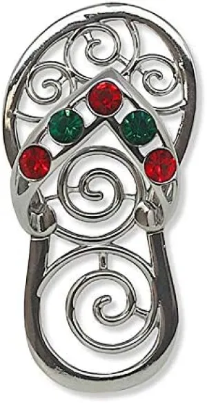 Jewel Metal Hawaiian Christmas Ornament - Flip Flop Slipper