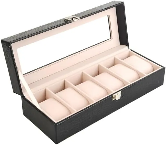 Jewelry Box Organizer Watch Box PU Leather Transparent Cover Storage Box Jewelry Box Watch Display Box