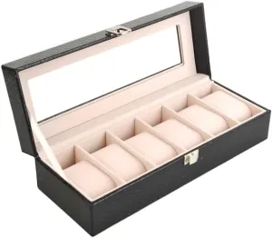 Jewelry Box Organizer Watch Box PU Leather Transparent Cover Storage Box Jewelry Box Watch Display Box