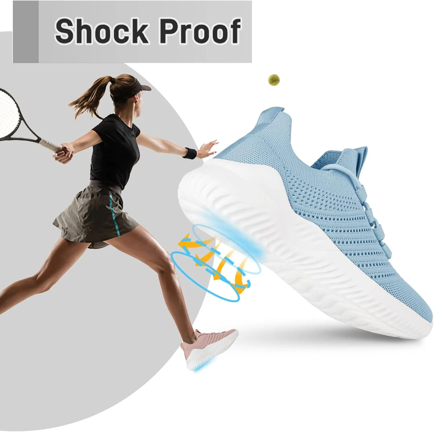 JIAFO Women's Walking Shoes, Slip on Tennis Shoes Women, Non Slip Shoes Sneakers, Casual Athletic Running Lightweight Breathable Mesh Knit
