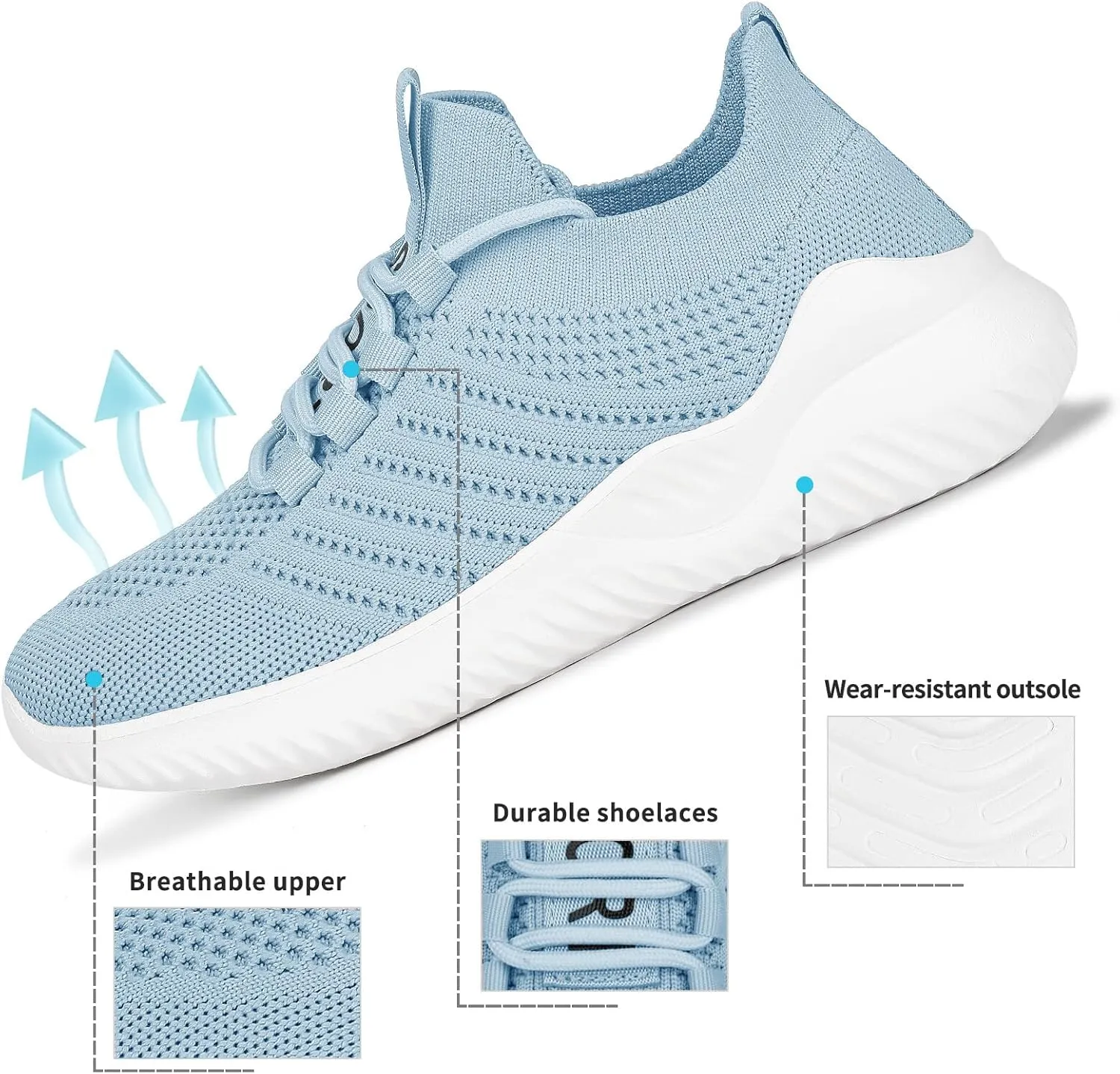 JIAFO Women's Walking Shoes, Slip on Tennis Shoes Women, Non Slip Shoes Sneakers, Casual Athletic Running Lightweight Breathable Mesh Knit
