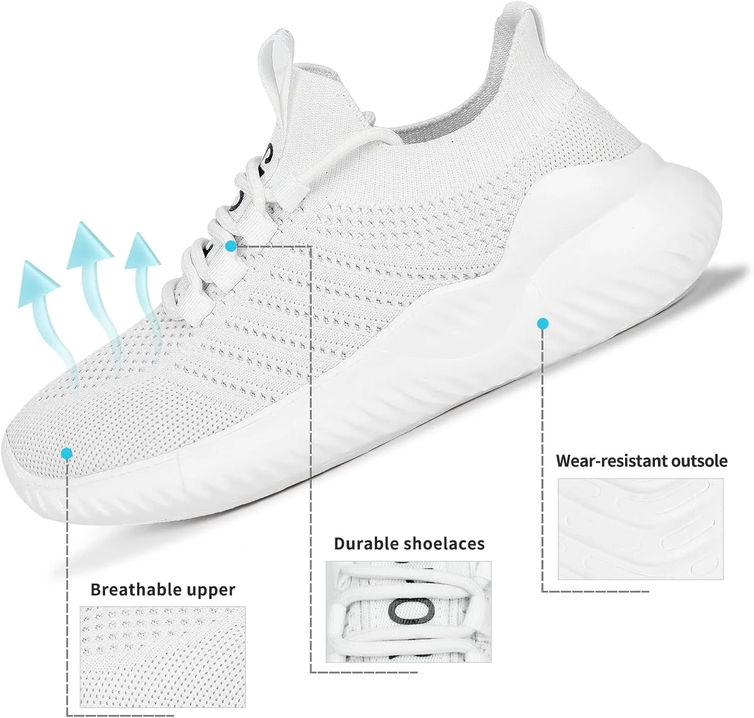 JIAFO Women's Walking Shoes, Slip on Tennis Shoes Women, Non Slip Shoes Sneakers, Casual Athletic Running Lightweight Breathable Mesh Knit