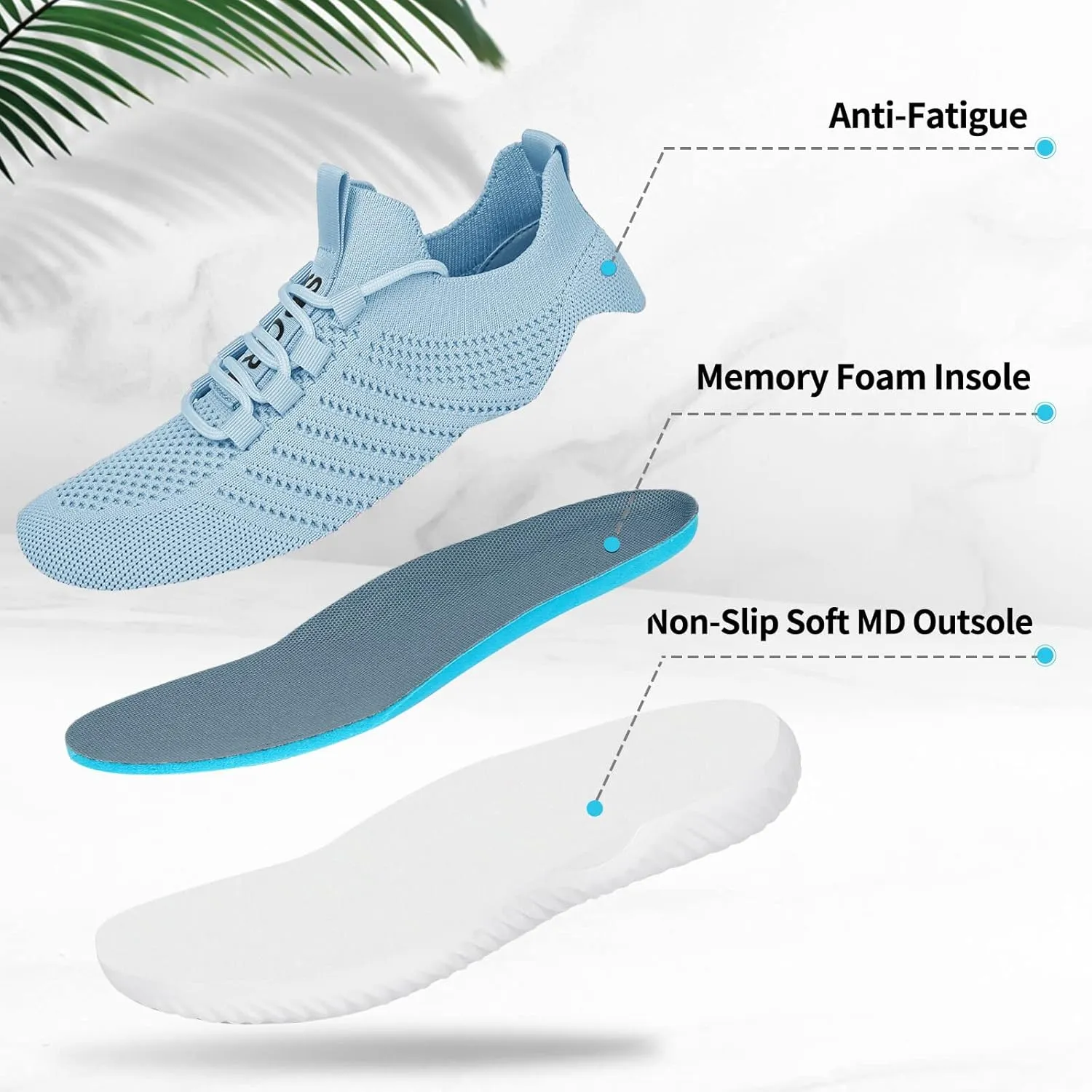 JIAFO Women's Walking Shoes, Slip on Tennis Shoes Women, Non Slip Shoes Sneakers, Casual Athletic Running Lightweight Breathable Mesh Knit