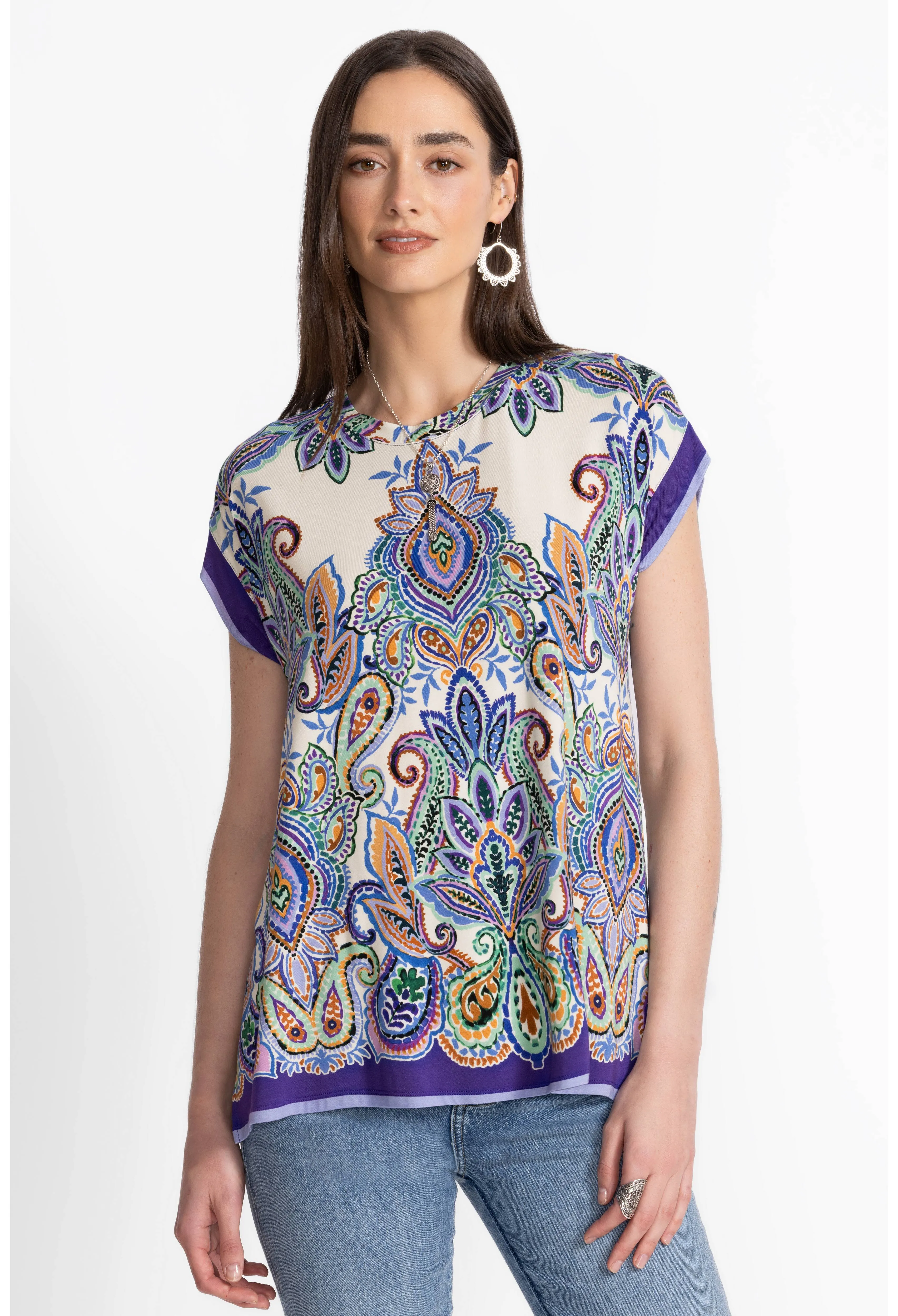 Johnny Was Janie Favourite Crew Neck Drape Tee T14125 - Rut Ruta