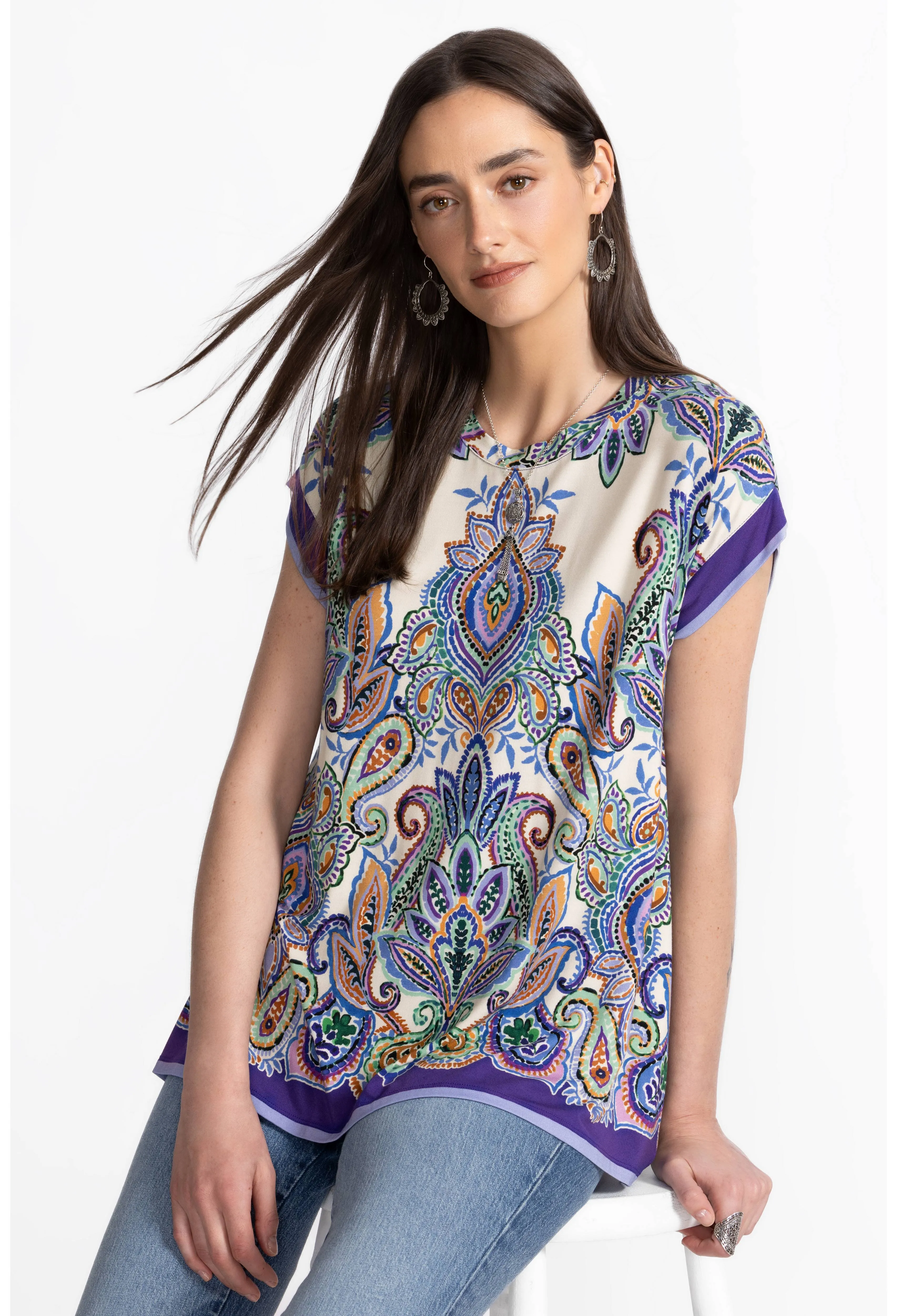 Johnny Was Janie Favourite Crew Neck Drape Tee T14125 - Rut Ruta