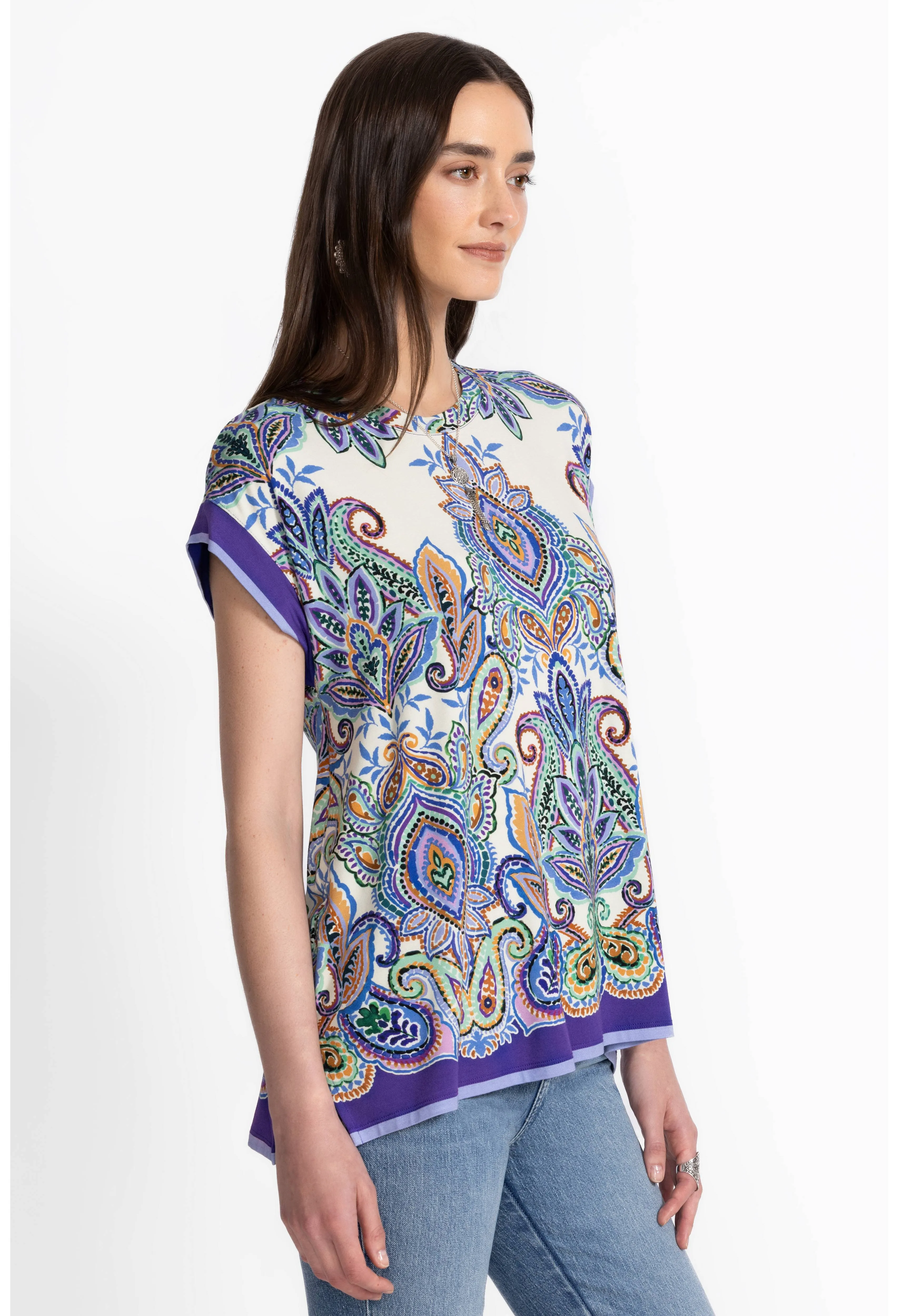 Johnny Was Janie Favourite Crew Neck Drape Tee T14125 - Rut Ruta