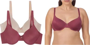 Jones New York Women's Everyday Wireless and Underwire T-Shirt Bra with Adjustable Straps 2-Pack Multipack