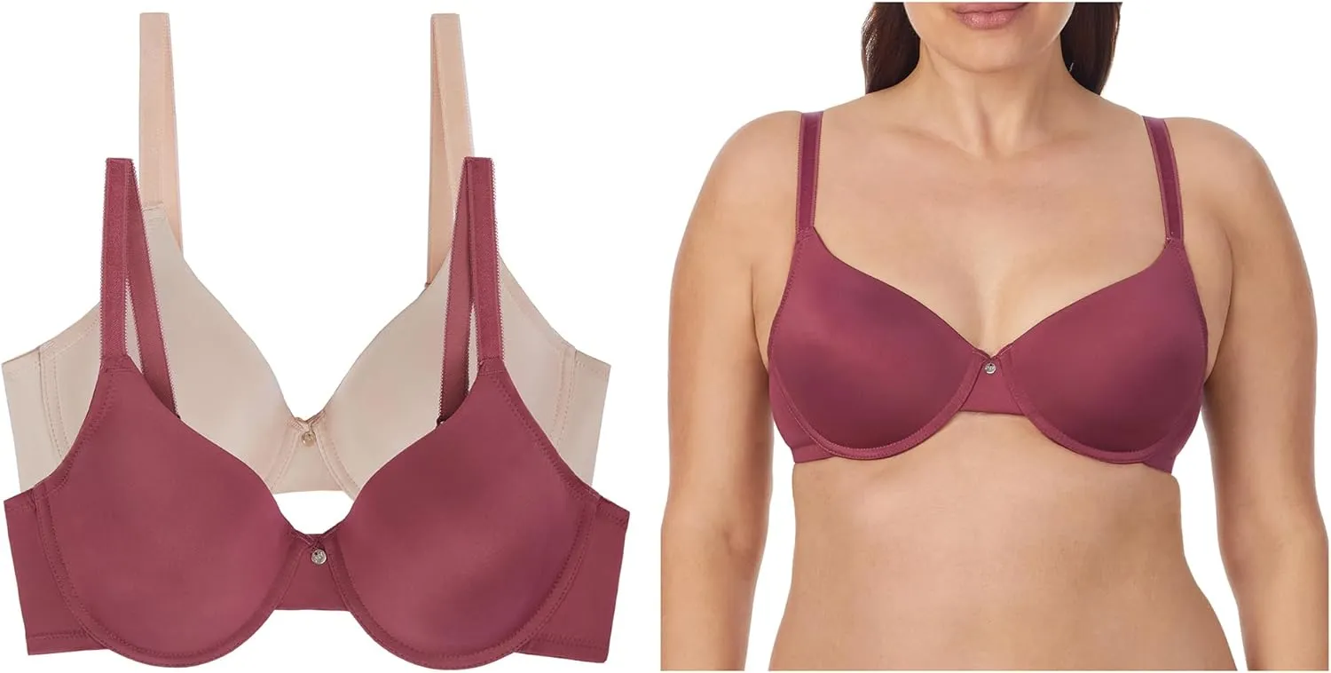 Jones New York Women's Everyday Wireless and Underwire T-Shirt Bra with Adjustable Straps 2-Pack Multipack