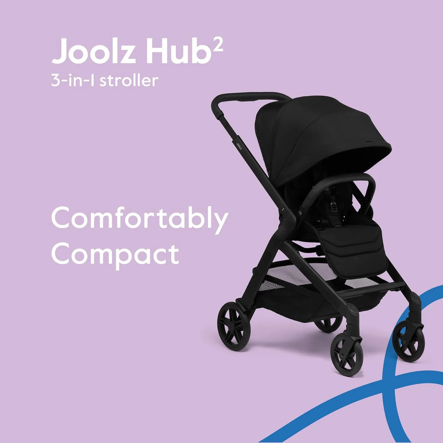 Joolz Hub² Compact Stroller – Ergonomic Toddler Seat (Below 20lbs), One-Hand Fold, Reversible Seat, XL Basket & Adjustable Handlebar – Smooth Ride for City Travel - Space Black