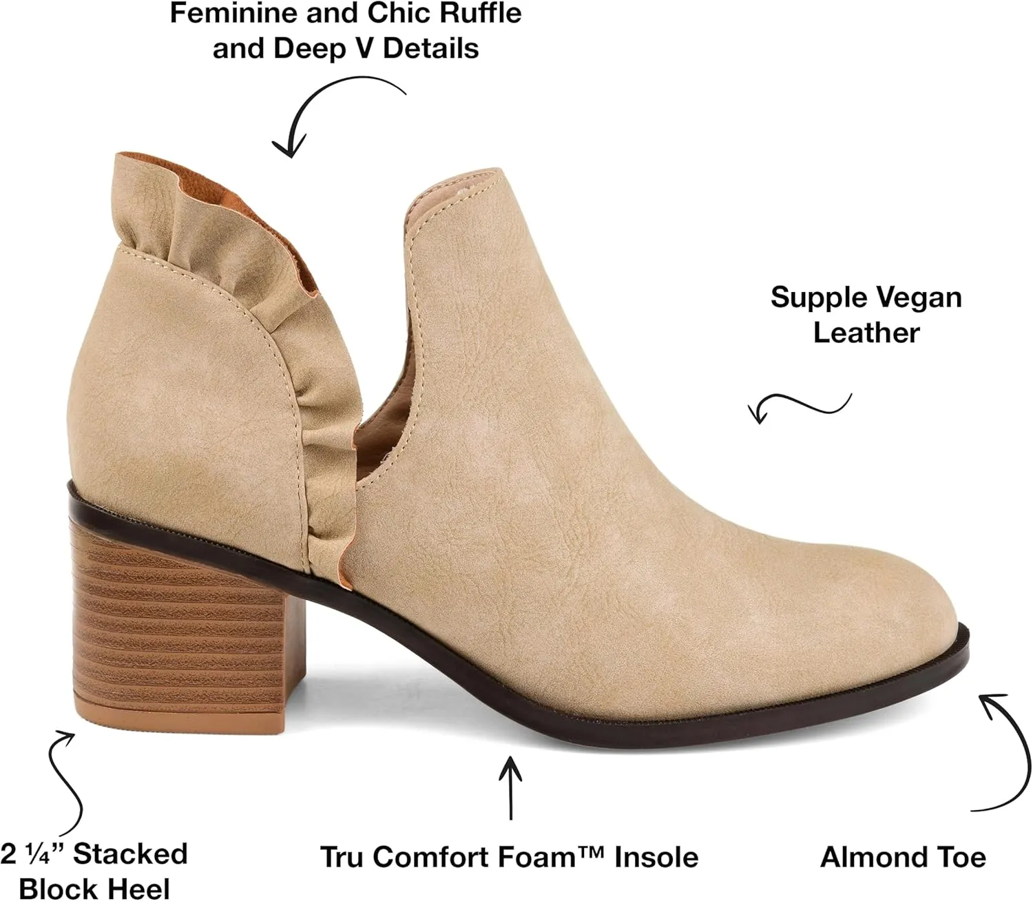 Journee Womens Lennie Tru Comfort Foam Slip On Stacked Heel Booties