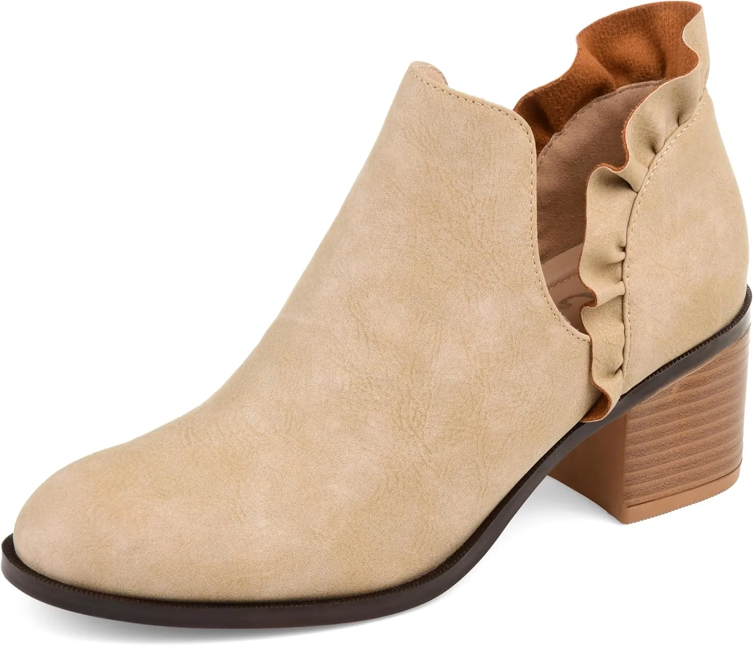 Journee Womens Lennie Tru Comfort Foam Slip On Stacked Heel Booties