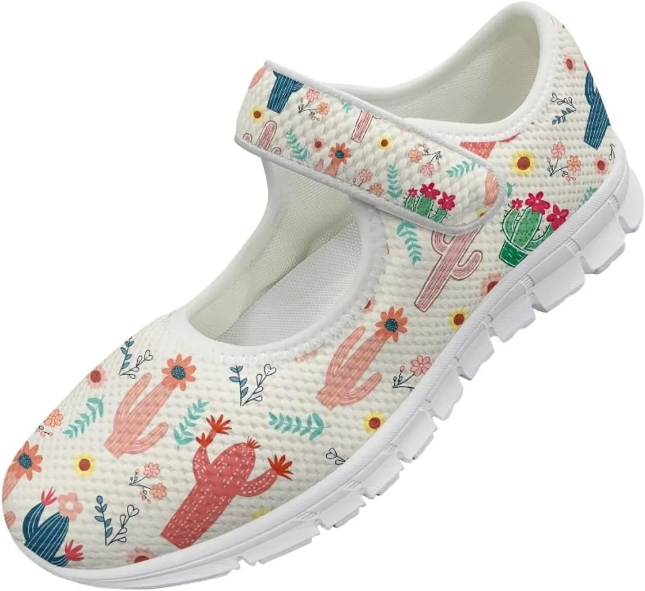 JoyLamoria Womens Slip on Fashion Mary Jane Shoes Retro Mushroom Painted Flats Causal Road Walking Shoes Non Slip Platform