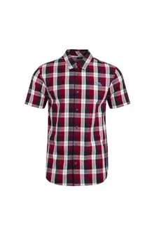 Judd Short Sleeve 100% Cotton Check Dusty Garnet