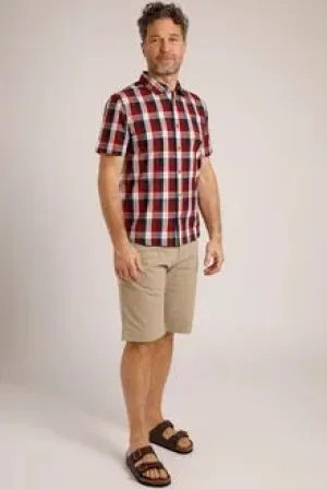 Judd Short Sleeve 100% Cotton Check Dusty Garnet