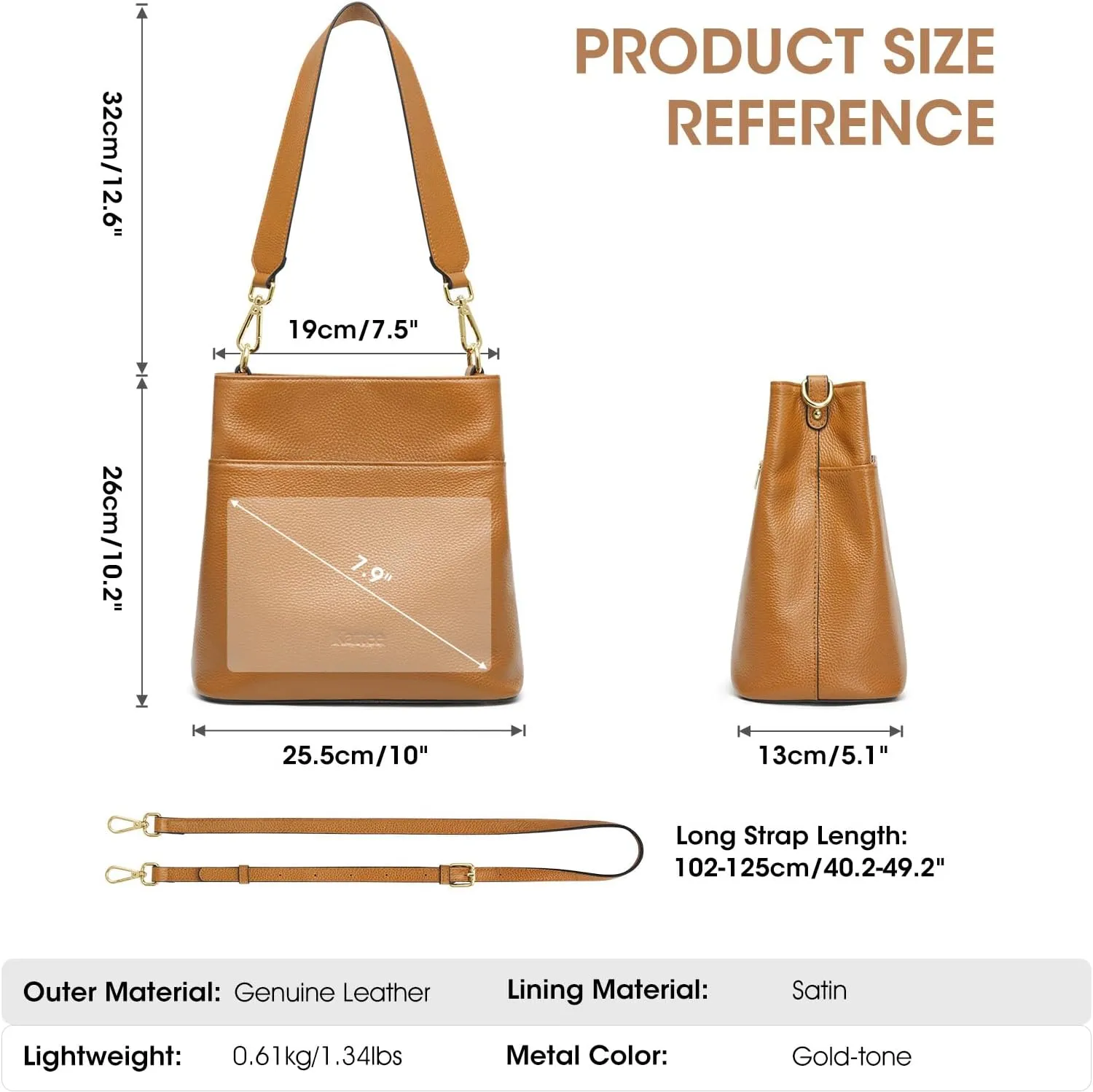 Kattee Leather Handbags for Women, Soft Shoulder Tote Crossbody Purses Bucket Bags with 2 Straps