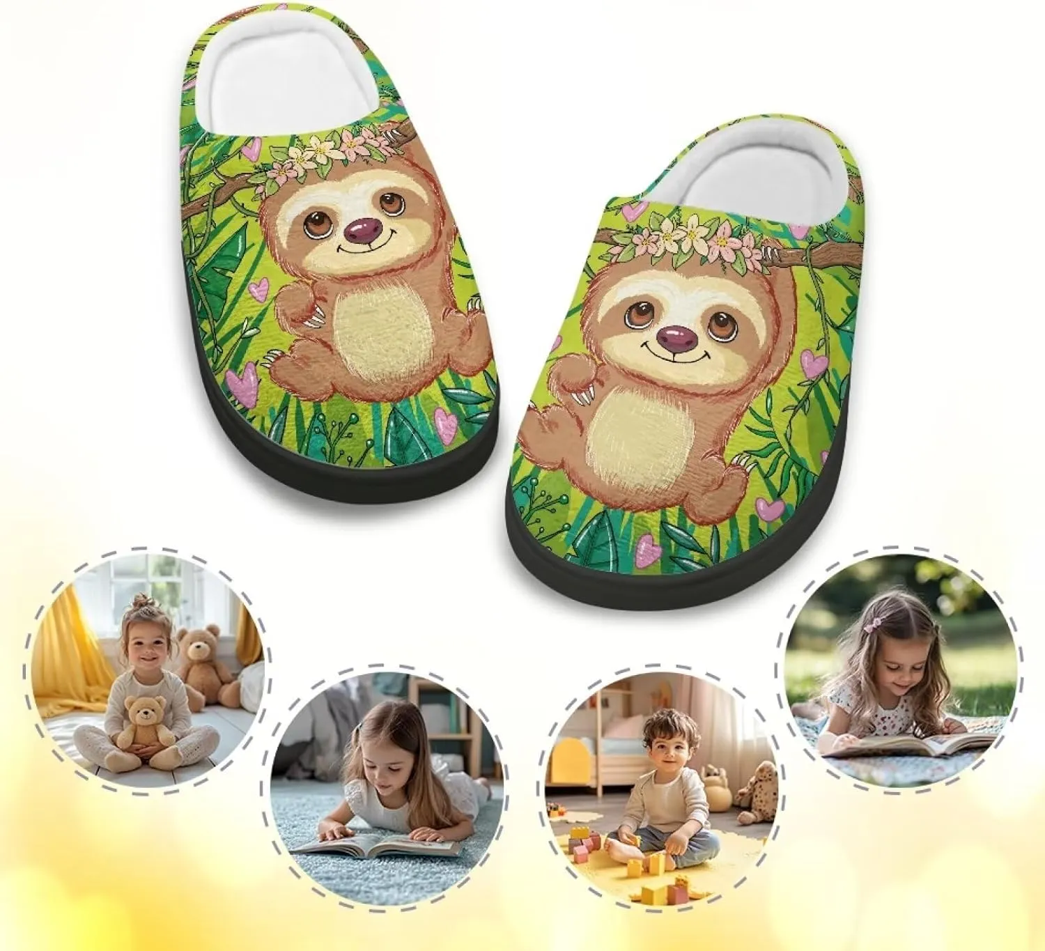 Kids Slip-On House Slipper Fuzzy Soft Non-Slip Outdoor Slippers Warm Comfortable Fluffy Slippers for Toddler US 9-15