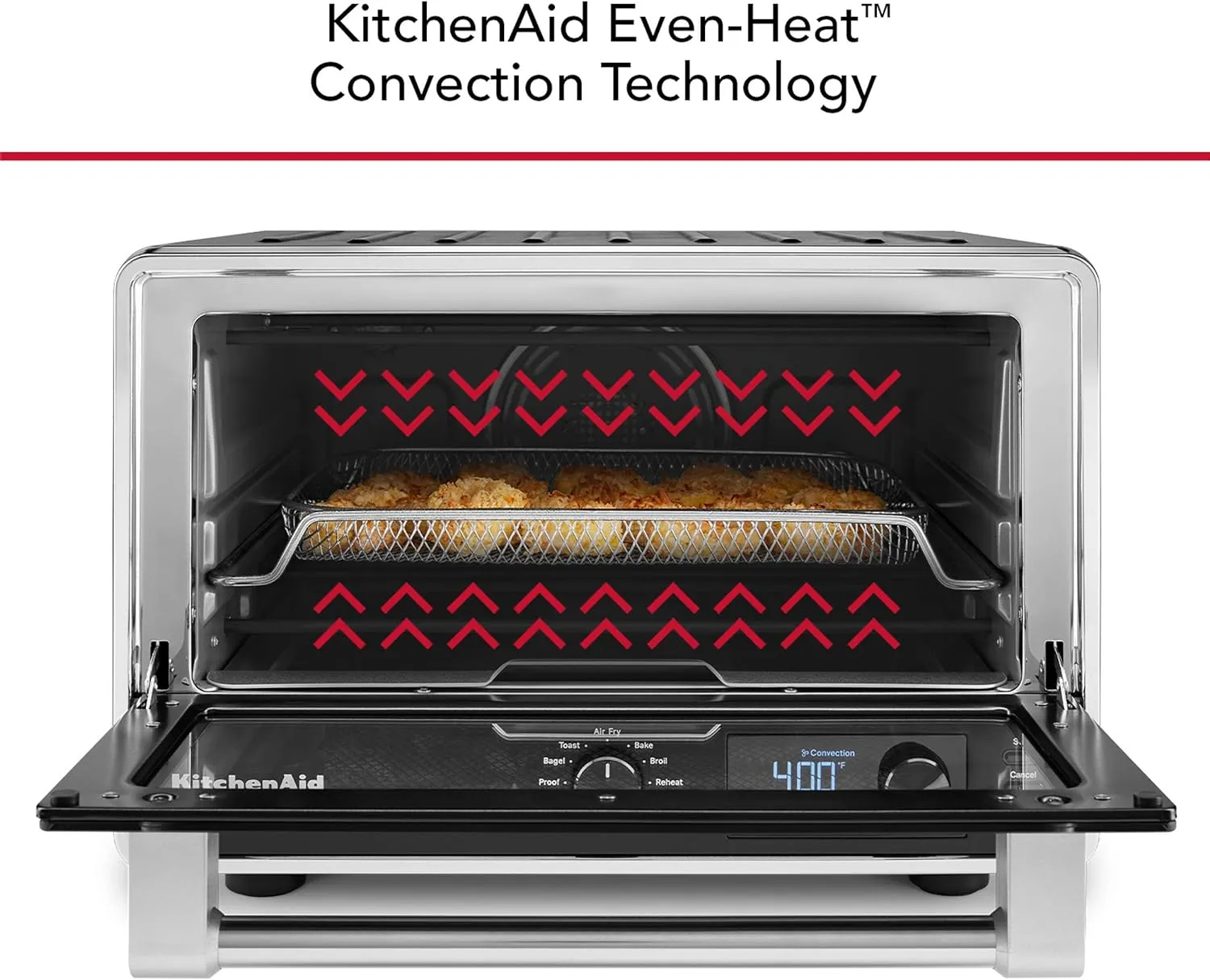 KitchenAid Digital Countertop Oven with Air Fry & Pizza Stone, KCO128CU, Contour Silver