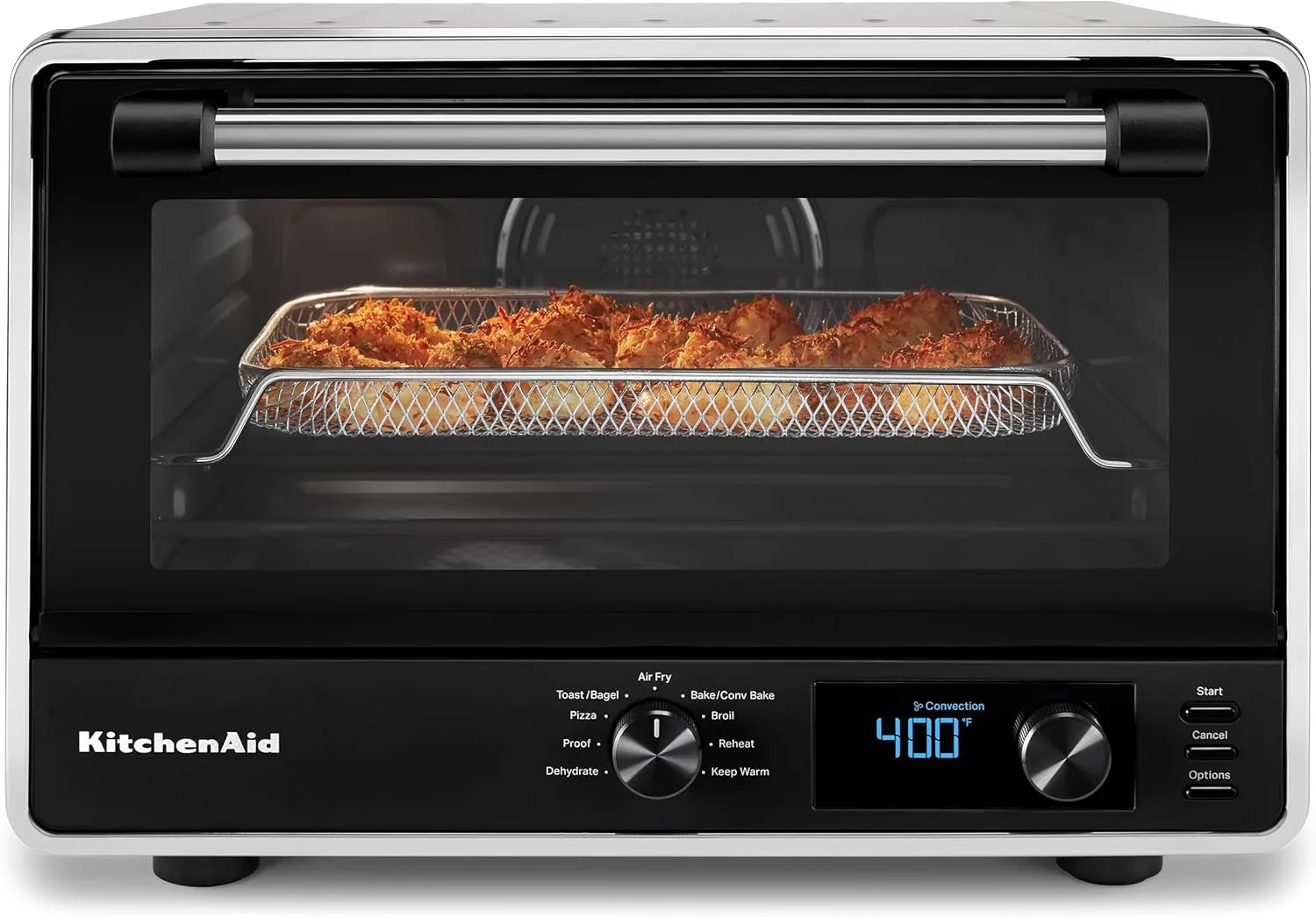 KitchenAid Digital Countertop Oven with Air Fry & Pizza Stone, KCO128CU, Contour Silver