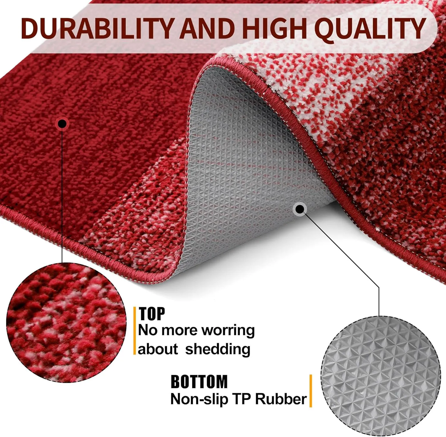 Kitinjoy Indoor Outdoor Door Mat, 32x20 Non-Slip Absorbent Dirt Trapper, Low-Profile Washable Inside Entrance Front Floor Mat, Sturdy Soft Entry Doormats for Entryway, Burgundy