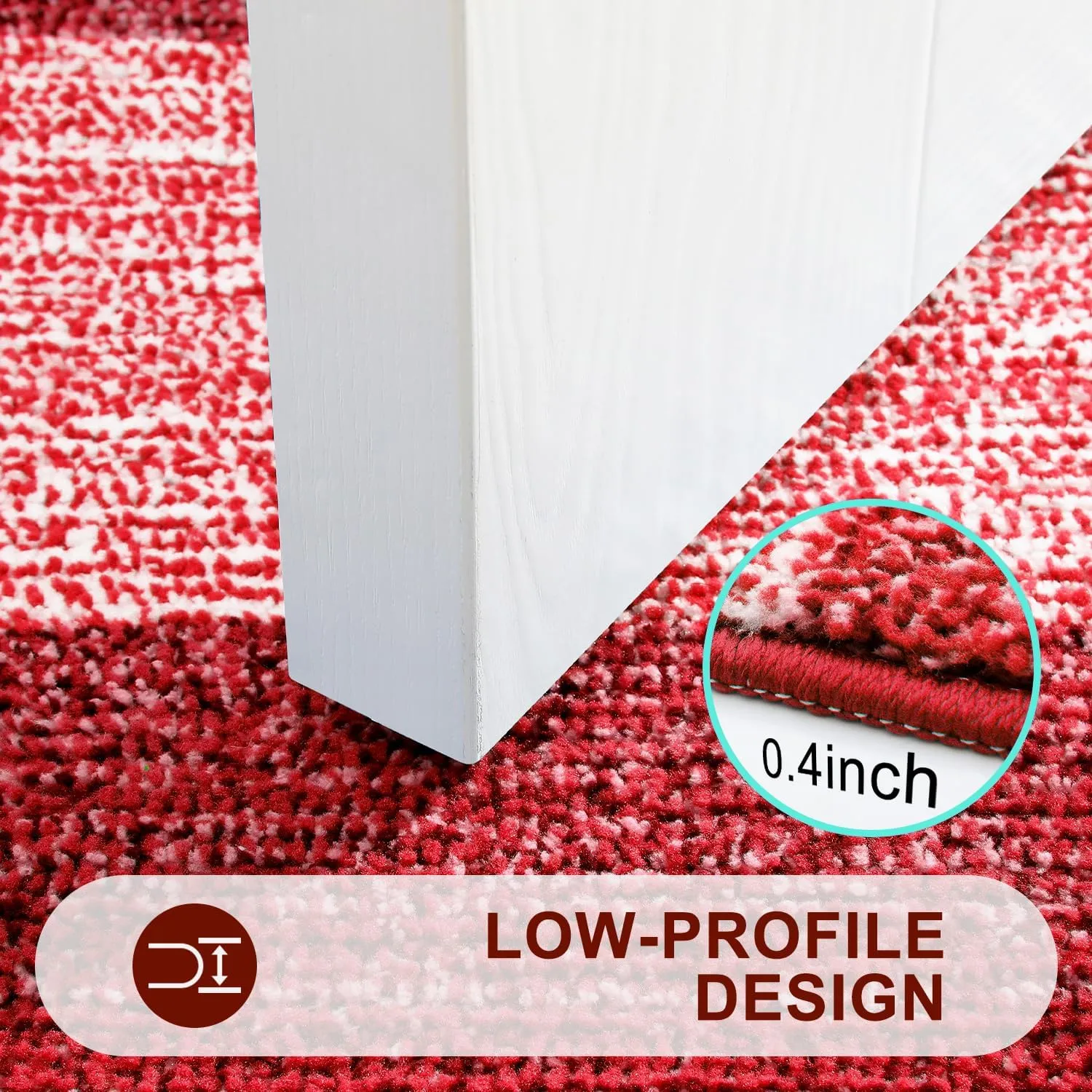 Kitinjoy Indoor Outdoor Door Mat, 32x20 Non-Slip Absorbent Dirt Trapper, Low-Profile Washable Inside Entrance Front Floor Mat, Sturdy Soft Entry Doormats for Entryway, Burgundy