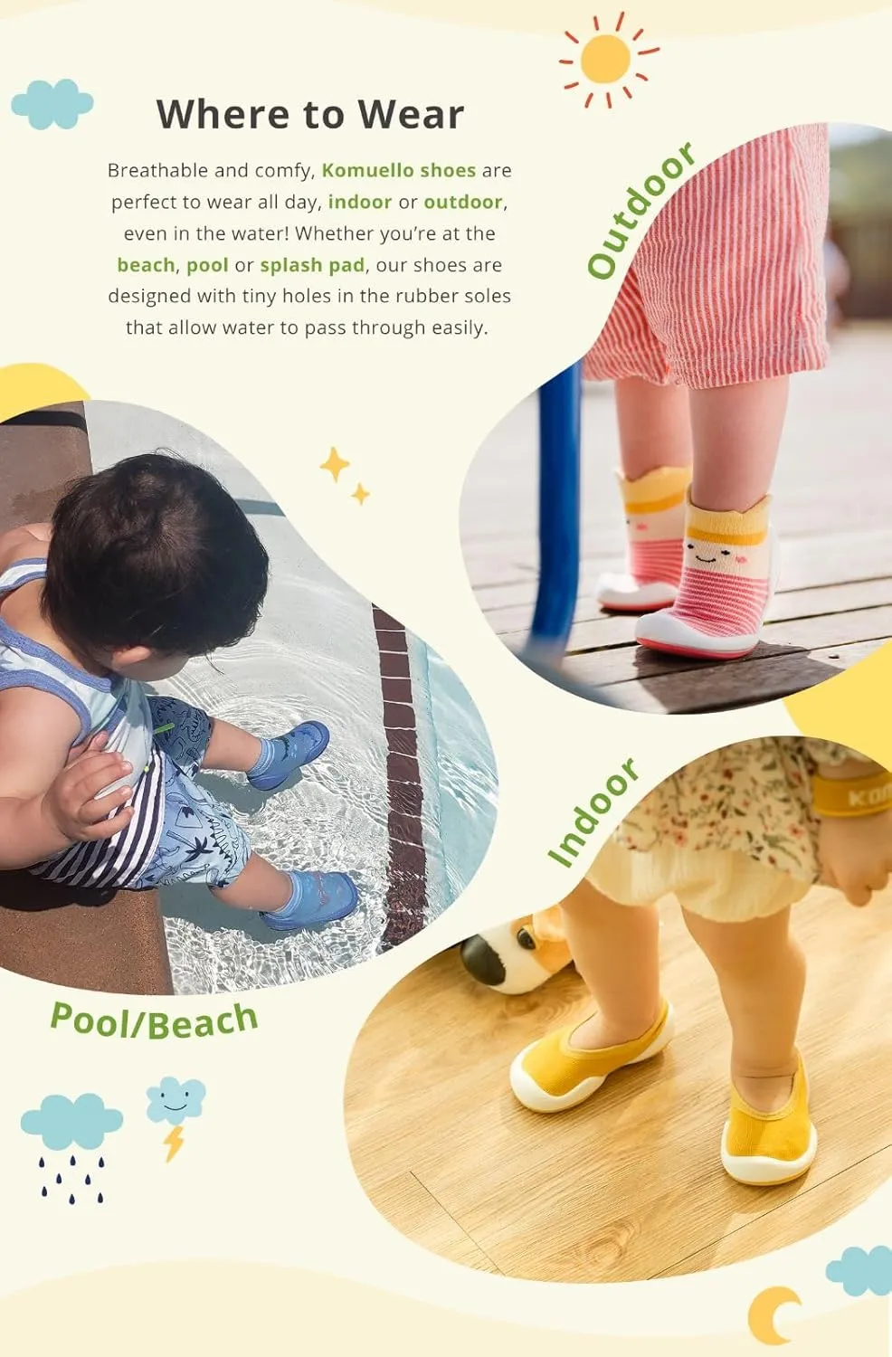 Komuello Animal Toddler Shoes, Breathable, Washable, Non-Slip, Secure Fit, Cotton Socks with Air Pocket Cushion for Indoor and Outdoor Use, Unisex Toddler Shoes for Boys and Girls