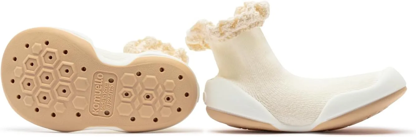 Komuello Toddler Girl Shoes, Premium Materials, Breathable, Washable, Non-Slip, Stay-On, Cotton Socks with Air Pocket Cushion for Indoor and Outdoor - BPA Free Toddler Shoes for Girls