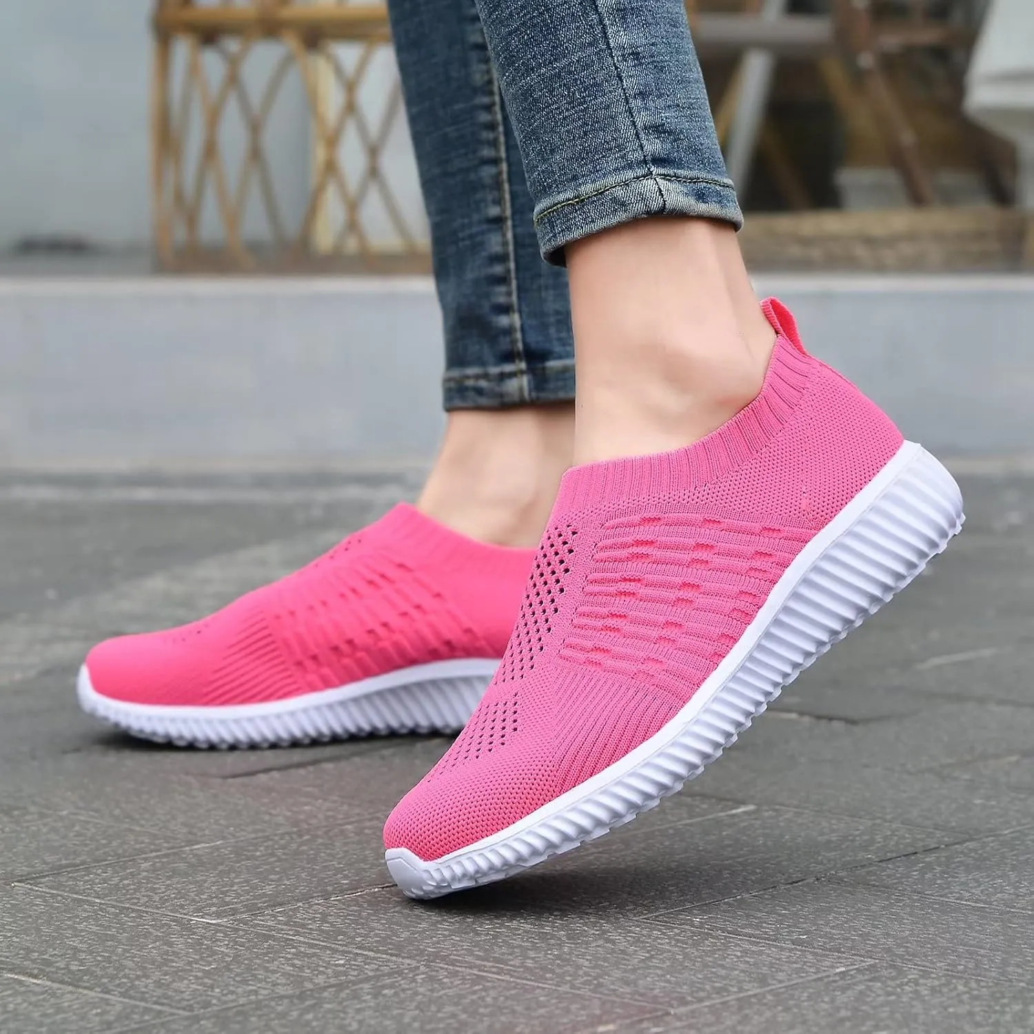 konhill Women's Lightweight Walking Shoes Breathable Slip On Tennis Sneakers Casual Mesh Workout Athletic