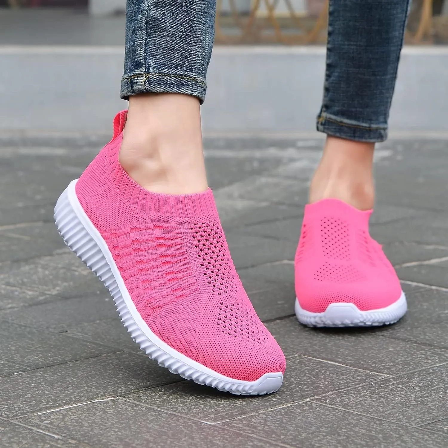 konhill Women's Lightweight Walking Shoes Breathable Slip On Tennis Sneakers Casual Mesh Workout Athletic