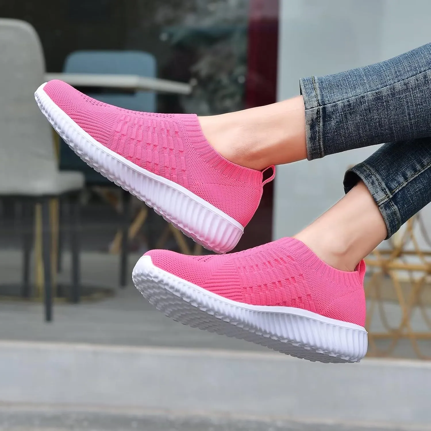 konhill Women's Lightweight Walking Shoes Breathable Slip On Tennis Sneakers Casual Mesh Workout Athletic