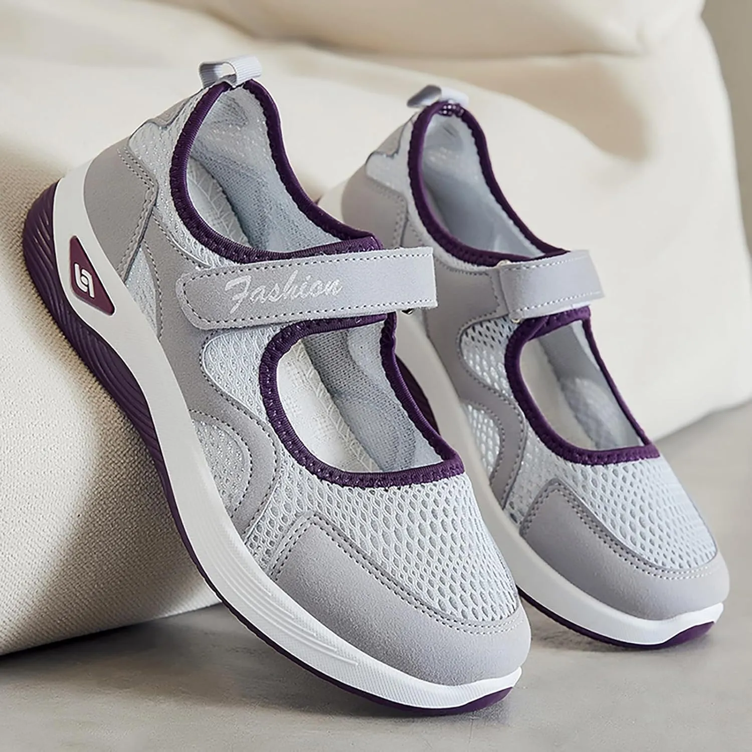 Kubbon Womens Walking Sneakers Woven Orthopedic Breathable Soft Shoes Non-Slip Adjustable Breathable Lightweight Shoes Diabetic-Friendly Wedge Sneaker with Arch Support
