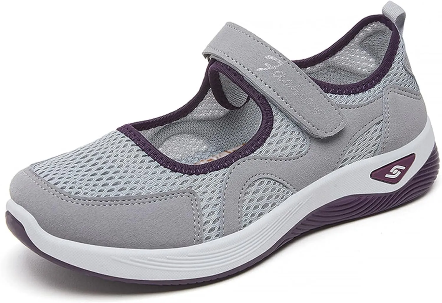 Kubbon Womens Walking Sneakers Woven Orthopedic Breathable Soft Shoes Non-Slip Adjustable Breathable Lightweight Shoes Diabetic-Friendly Wedge Sneaker with Arch Support