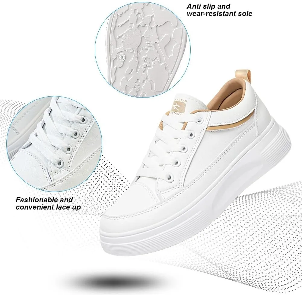 KUNWFNIX Womens Walking Tennis Shoes Slip On Memory Foam Lightweight Casual Sneakers Breathable Tennis Shoes for Gym Travel Work