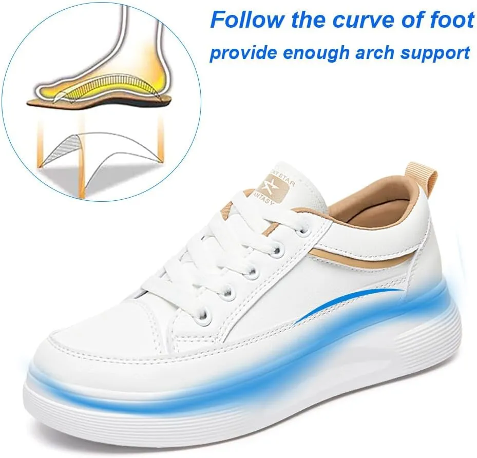 KUNWFNIX Womens Walking Tennis Shoes Slip On Memory Foam Lightweight Casual Sneakers Breathable Tennis Shoes for Gym Travel Work