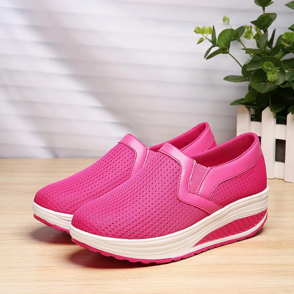 L LOUBIT Women Wedge Shoes Breathable Mesh Sneakers Slip On Comfort Walking Shoes