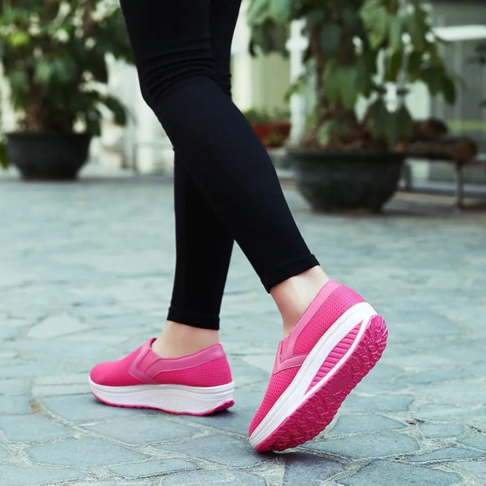 L LOUBIT Women Wedge Shoes Breathable Mesh Sneakers Slip On Comfort Walking Shoes
