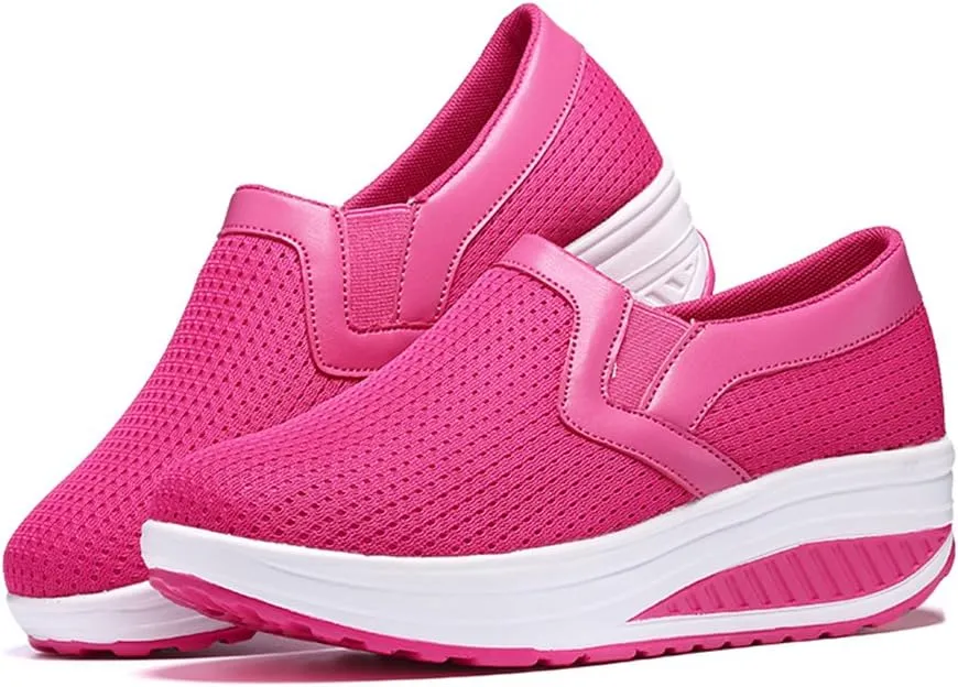 L LOUBIT Women Wedge Shoes Breathable Mesh Sneakers Slip On Comfort Walking Shoes