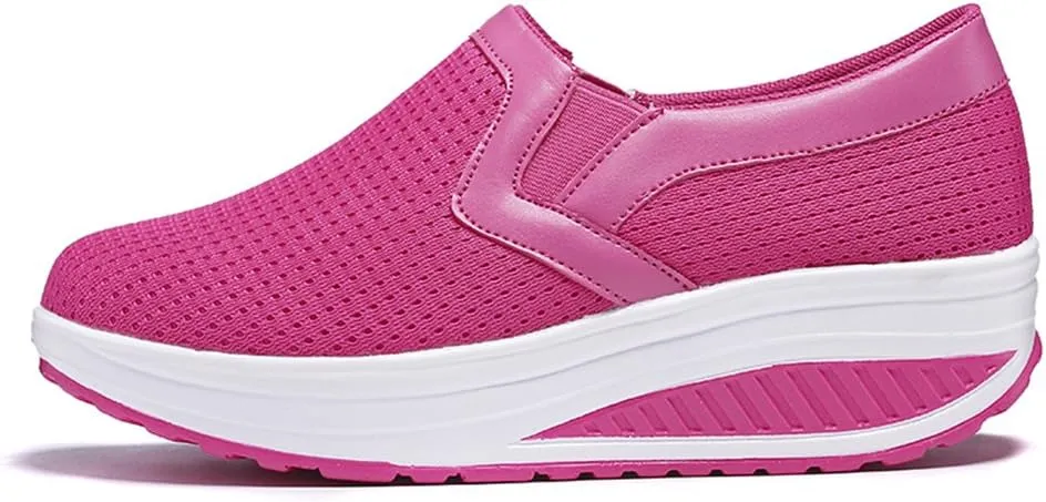 L LOUBIT Women Wedge Shoes Breathable Mesh Sneakers Slip On Comfort Walking Shoes