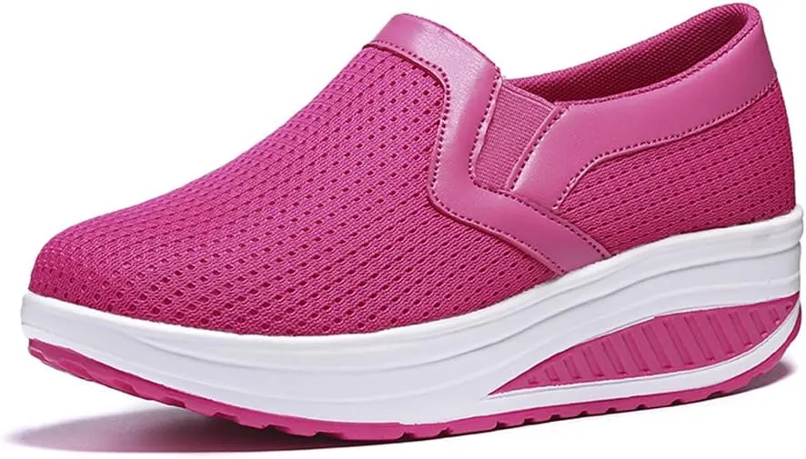 L LOUBIT Women Wedge Shoes Breathable Mesh Sneakers Slip On Comfort Walking Shoes