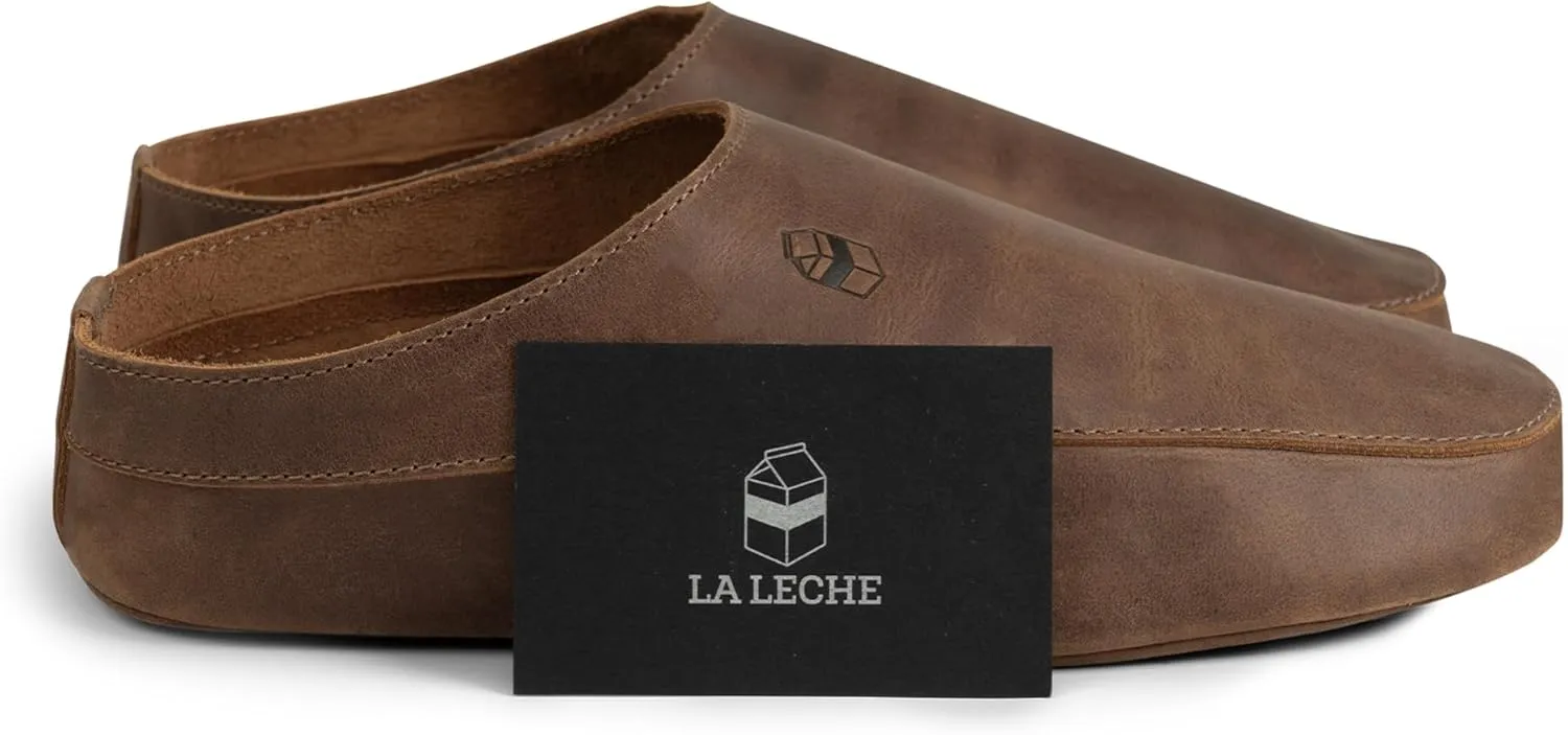 La Leche, Japanese Uwabaki Style Slippers, Slip-On Slippers, Indoor Slippers, Shoes for Home, Full Grain Leather & Memory Foam, Handmade