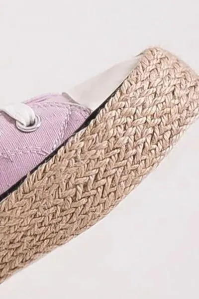Lace Up Woven Espadrille Sole Sneakers