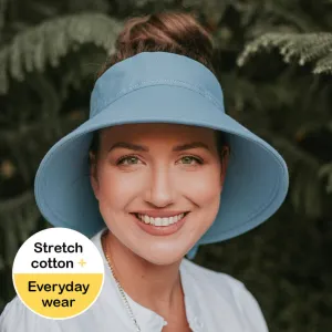 Ladies Wide-Brimmed Sun Visor Hat in Chambray
