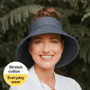 Ladies Wide-Brimmed Sun Visor Hat in Denim