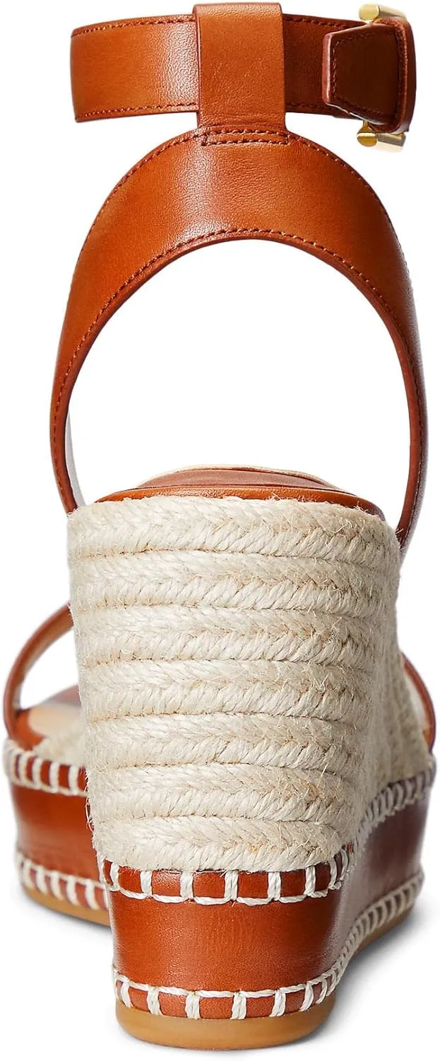 Lauren Ralph Lauren Hilarie Espadrille - Sandals for Women - Smooth Leather Upper - Adjustable Buckle Closure