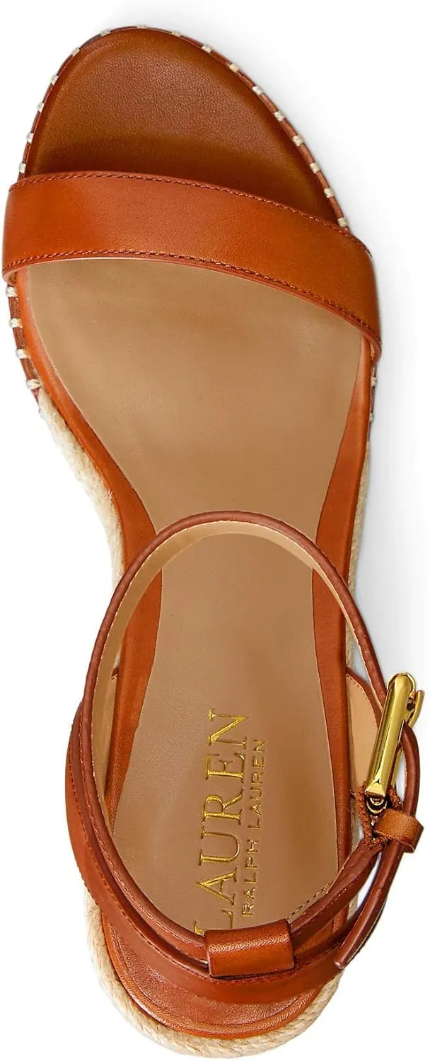 Lauren Ralph Lauren Hilarie Espadrille - Sandals for Women - Smooth Leather Upper - Adjustable Buckle Closure