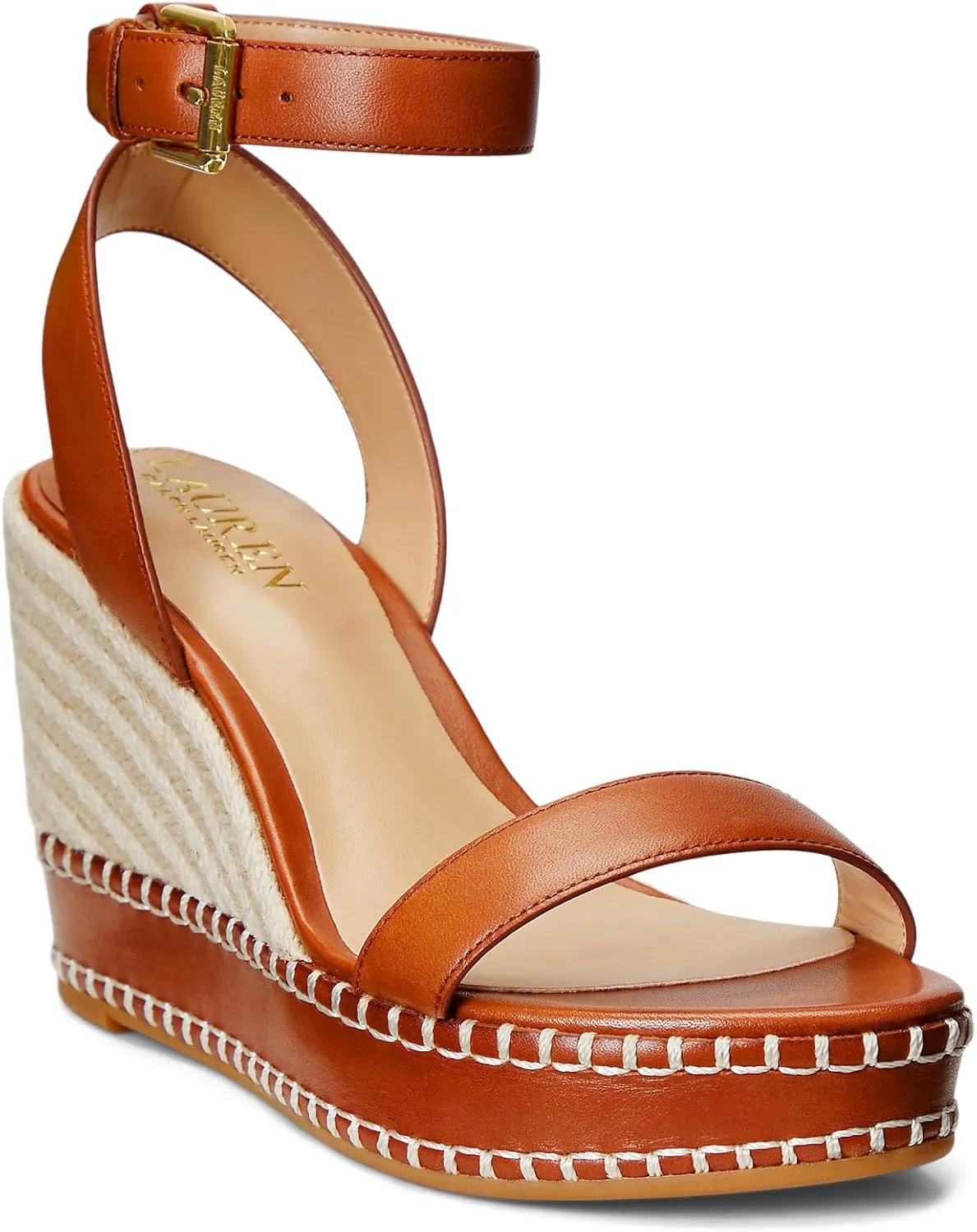 Lauren Ralph Lauren Hilarie Espadrille - Sandals for Women - Smooth Leather Upper - Adjustable Buckle Closure